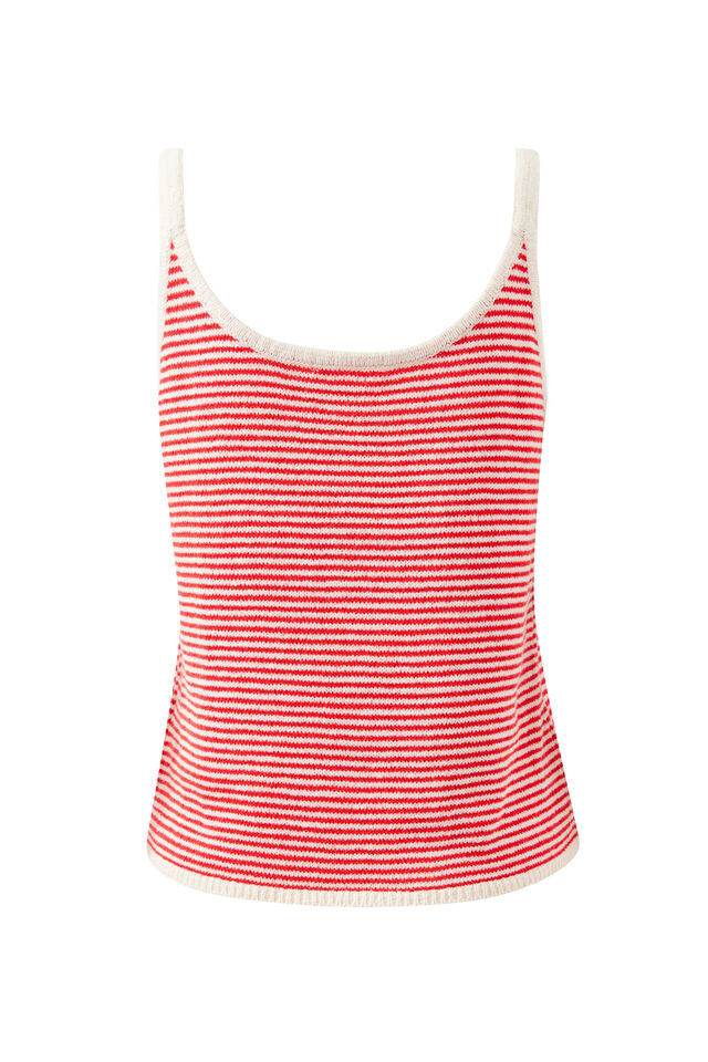 Fia Stripe Knit Tank, FIERY RED ECRU STRIPE