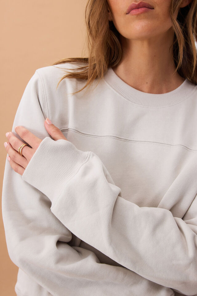 Alba Seamed Fleece Top, ALMOND