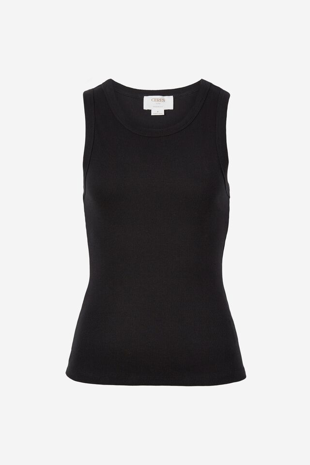 Organic Contour Rib Hi Neck Tank by Ceres Life Online, THE ICONIC