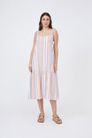 Strappy Tiered Dress In Cotton Linen Blend, MULTI STRIPE - alternate image 3