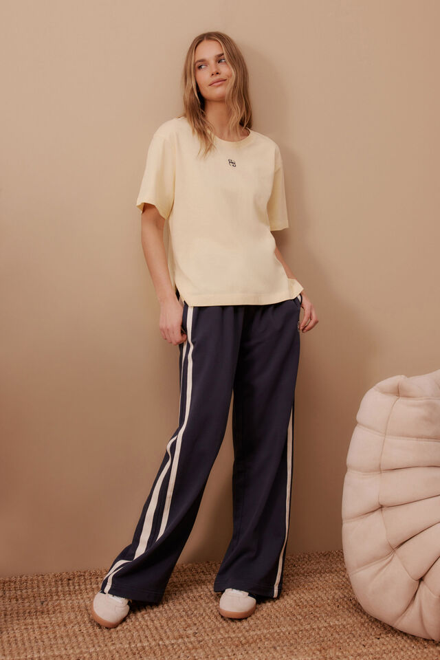 Stevie Slouchy Tee, SUNNY YELLOW/FRENCH NAVY EMBROIDERY