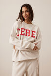 Isla Oversized Slouchy Crew, BUFF FIERY RED HERITAGE LOGO - alternate image 4