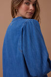 Puff Sleeve Denim Shirt, TRUE INDIGO - alternate image 4