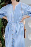 Crinkle Midi Dress, FRESH COBALT WHITE STRIPE - alternate image 4