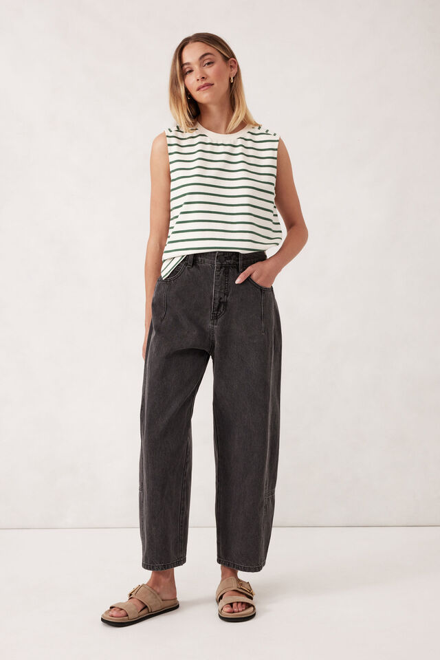 Darted Barrel Jean, FADED BLACK