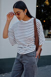 Lucy Relaxed Sleeve Tee, VANILLA /PHANTOM FINE STRIPE - alternate image 5