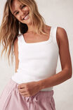 Zara Contour Rib Square Neck Tank, VANILLA - alternate image 4