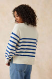 Boxy Knit With Embroidery, WINTER WHITE/BRIGHT BLUE STRIPE - alternate image 4