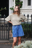 Billie Pleat Front Short, WASHED INDIGO - alternate image 1
