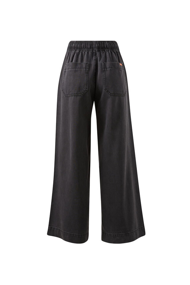 Andie Wide Leg Drawstring Pant, WASHED BLACK