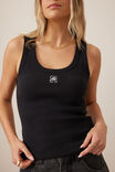 Zoe Contour Rib Scoop Tank, BLACK/WHITE MONOGRAM EMBROIDERY - alternate image 4
