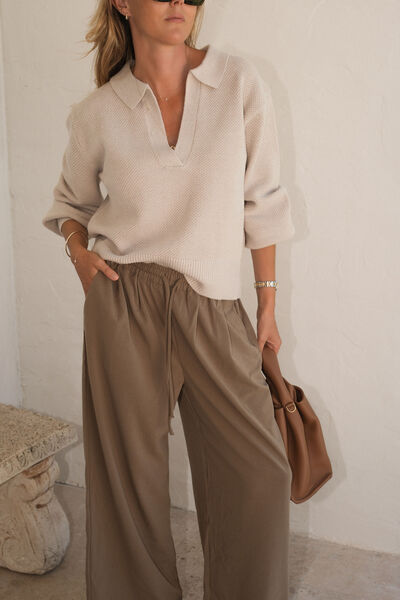Collared Soft Knit, OATMEAL MARLE