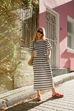 Midi Terry Dress, WHITE NEW NAVY STRIPE - alternate image 3