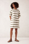 Cleo Mini Terry Dress, WHITE MOSS GREEN STRIPE - alternate image 7