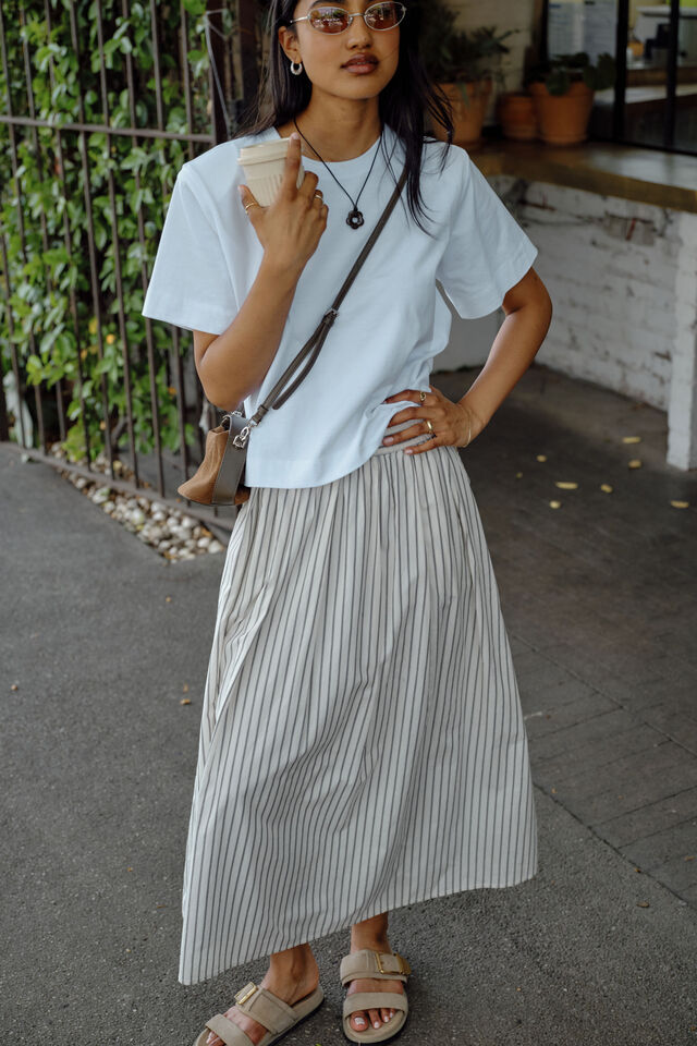 Florence Maxi Skirt, WINTER WHITE PHANTOM STRIPE