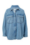 Essential Denim Shirt, MID VINTAGE BLUE DENIM - alternate image 2