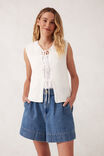 Mesh Knit Tie Tank, WHITE - alternate image 5
