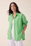 Oversized Poplin Shirt, SPLASH GREEN ORGANIC COTTON - alternate image 1