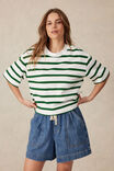 Boxy Terry Tee, WHITE WINTER GREEN STRIPE - alternate image 5