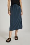 Satin Slip Skirt With Recycled Fibres, SMOKE BLUE - alternate image 1