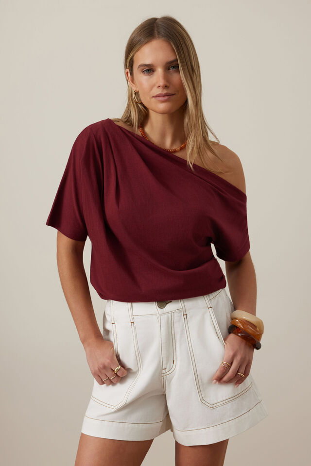Gabi Ss Top, BURGUNDY