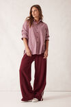 Peta Oversized Shirt, BURGUNDY WHITE NARROW STRIPE - alternate image 6