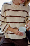 Lila Oversized Knit Crew, ECRU STRIPE - alternate image 6