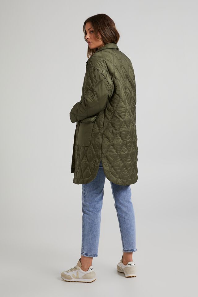 Recycled Quilted Shacket, SOFT OLIVE