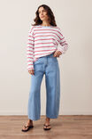 Scout Slouchy Long Sleeve  Tee, WHITE/CHINA BLUE CHILLI RED STRIPE - example image 6