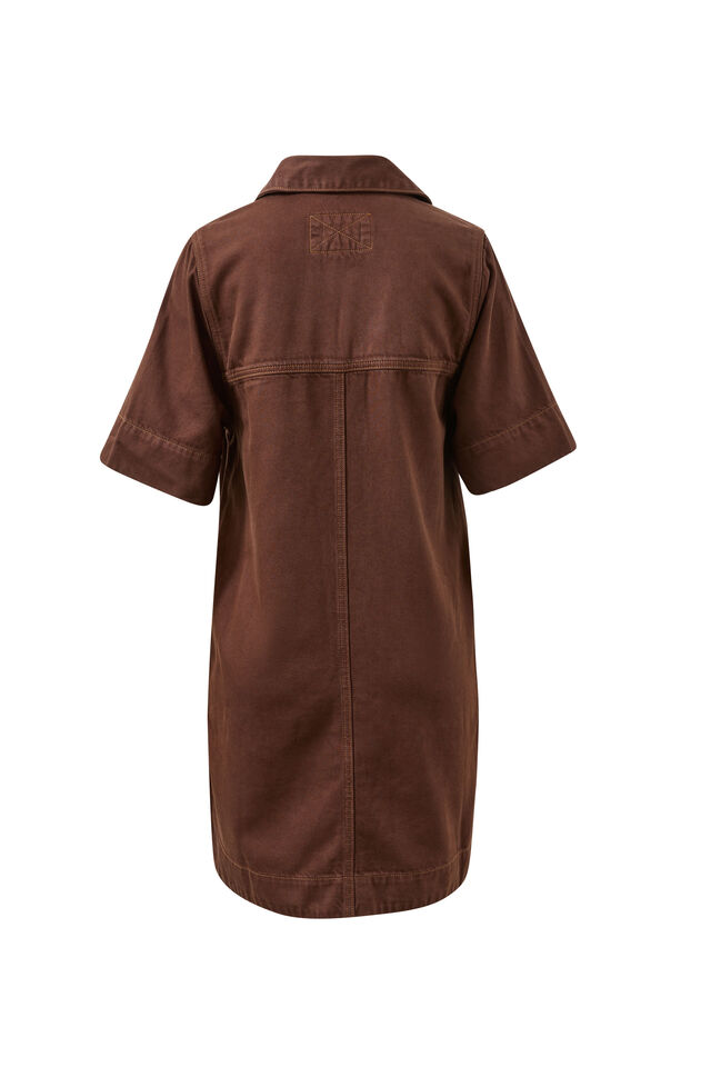 Bonnie Relaxed Shirt Dress, CHOCOLATE