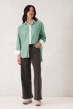 Peta Oversized Shirt, KELLY GREEN STRIPE WHITE COLLAR - alternate image 5