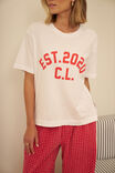 Stevie Slouchy Tee, WHITE/CHILI EST 2020 - example image 5