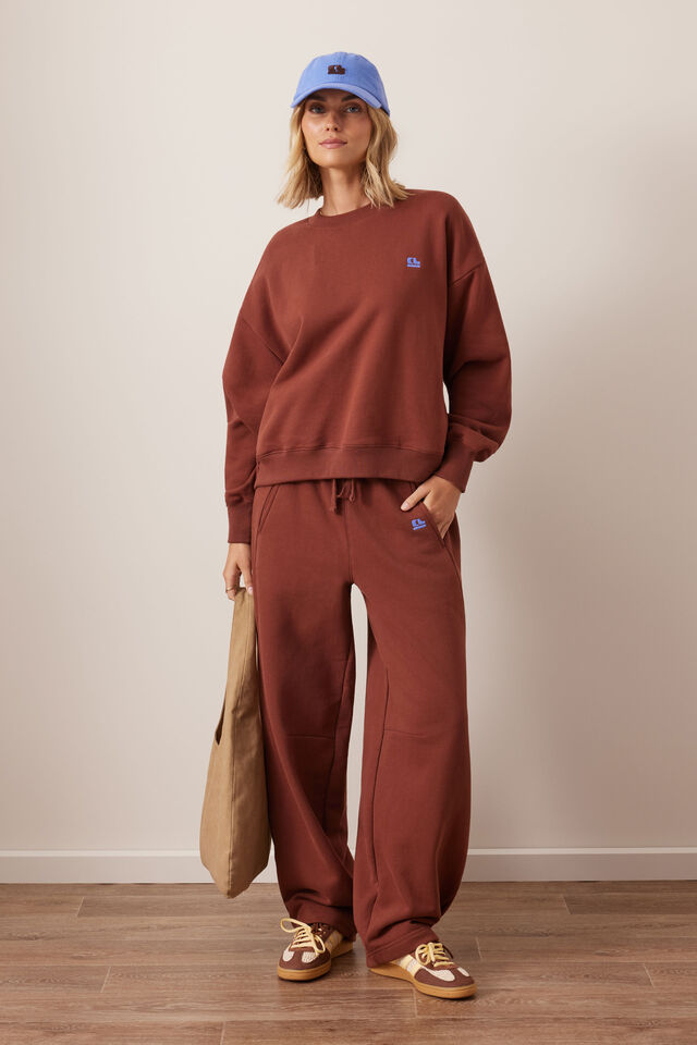 Elise Barrel Trackpant, BURNT TOFFEE