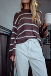 Lila Oversized Knit Crew, CHOCOLATE STRIPE - example image 7
