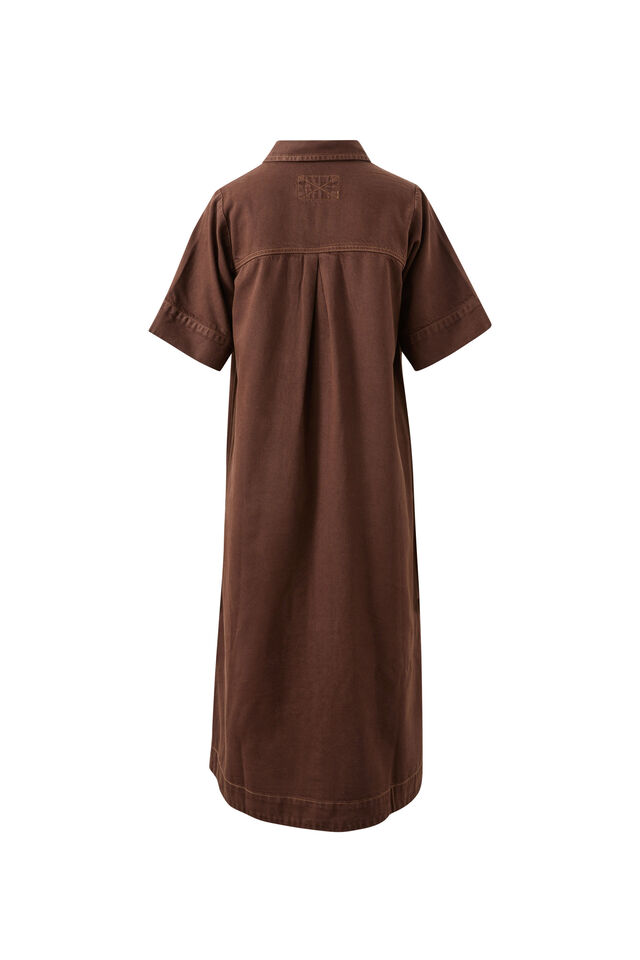 Ava Short Sleeve Midi Dress, CHOCOLATE