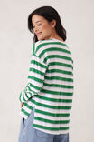 Slouchy Long Sleeve  Tee, KELLY GREEN STRIPE - alternate image 3