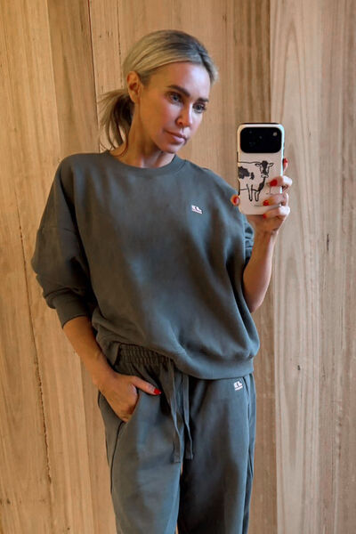 Quinn Slouchy Crew, WASHED OLIVE