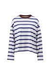 Beau Long Sleeve Slouchy Tee, WHITE/POLO CHOC STRIPE - example image 2