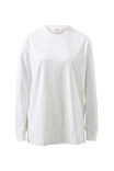 Longline Long Sleeve Cuff Tee, WHITE/WHITE MONOGRAM EMBROIDERY - alternate image 2