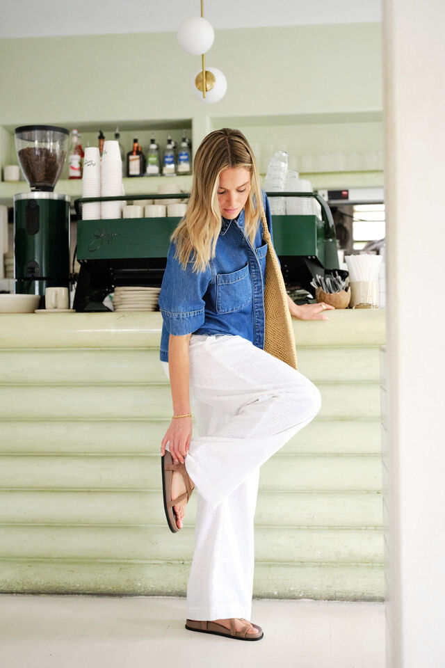 The Lounge Pant, WHITE BRODERIE