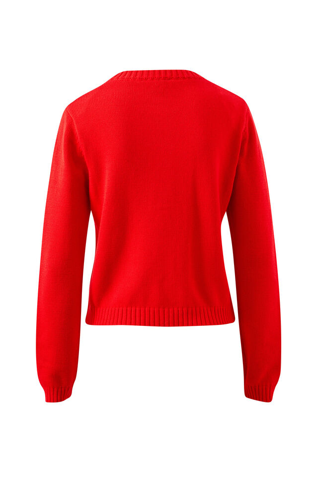Nelly Long Sleeve Knit Cardi, FIERY RED