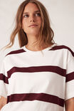 Stevie Slouchy Split Hem Tee, VANILLA/BURGANDY STRIPE - alternate image 5
