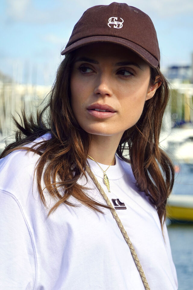 Liv Oversized Tee, WHITE /CHOC CL EMBROIDERY