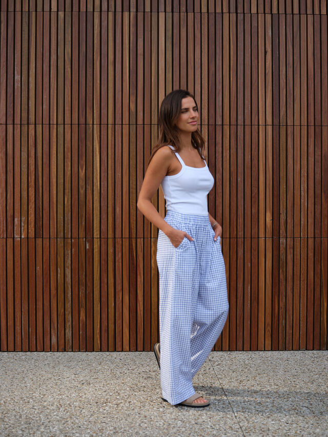 The Lounge Pant, WHITE NAVY CHECK