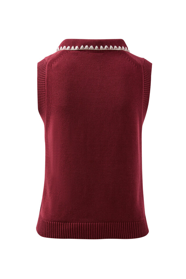 Cora Collared Button Knit, POMEGRANATE