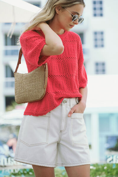 Relaxed Front Pocket Tab Short, FRESH ECRU