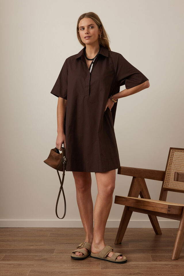 Tilly Mini Swing Dress, CHOCOLATE