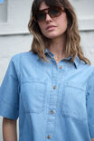 Relaxed Short Sleeve Shirt, VINTAGE BLUE PINSTRIPE - alternate image 4