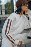 Sasha Sporty Slouchy Crew, BUFF CHOCOLATE SIDE STRIPE - example image 4