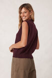 Soft Knit Button Vest, WINE - alternate image 3